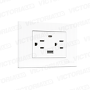 TOMACORRIENTE DOBLE + UBS*1 + TIPO C*1 16A 125/250V PC BLANCO 5U/C