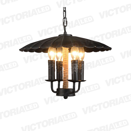 [LC-1563-NE] LAMPARA DECORATIVA DE TECHO 4*E14 METAL NEGRO